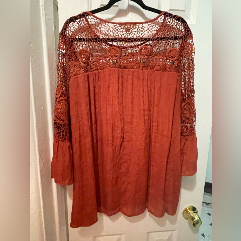 Women's 
Floral Crochet Trim Lace Sleeve
Blouse